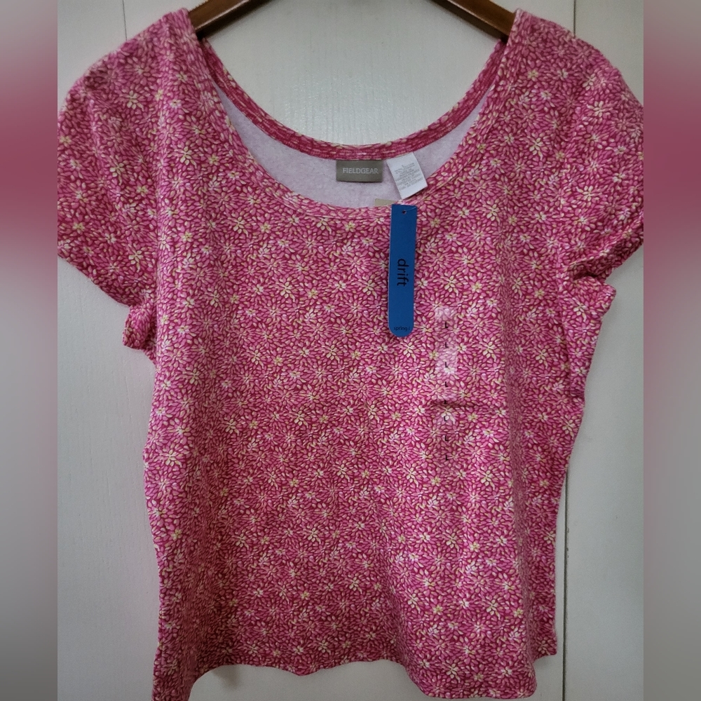 NWT Field Gear Drift Short Sleeve Pink "Tutti Flower" Shirt Sz L